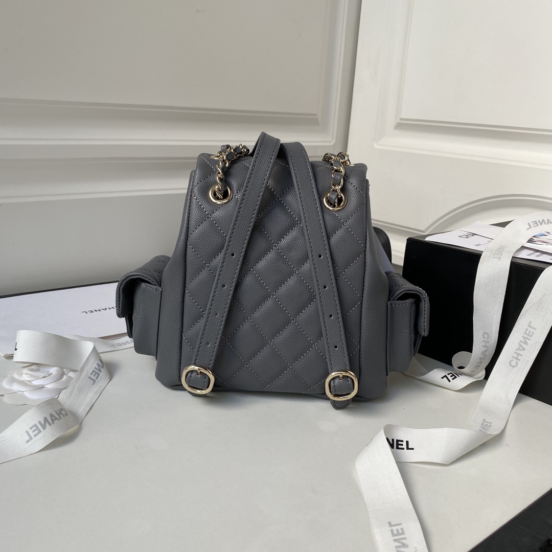 Caviar Leather Mini Backpack AS4398 Gray